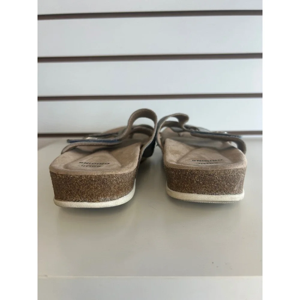 Earth Origins Bosk‎ Brent Leather Adjustable Comfort Slide Sandals Pearl Blue 9M - Picture 5 of 10